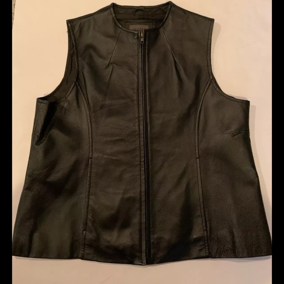 John Paul Richard Black Soft Leather Woman’s Zip Up Vest Size 10 - Picture 2 of 8